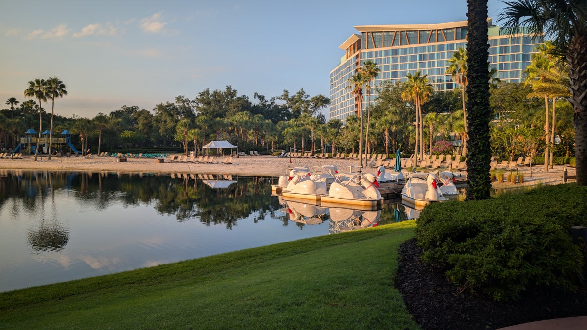 Walt Disney World Dolphin amenities lake and swan boats