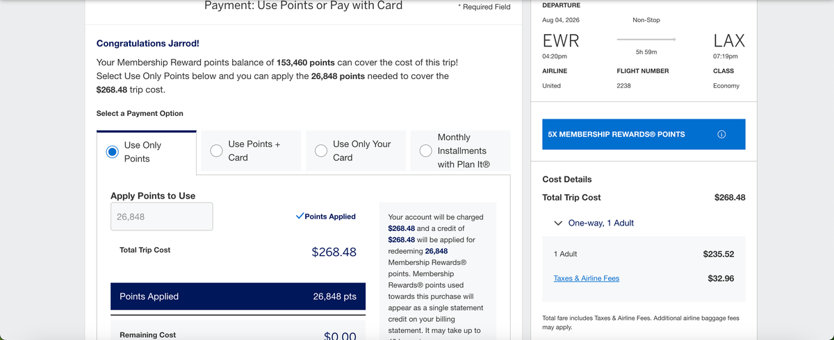 amex travel booking