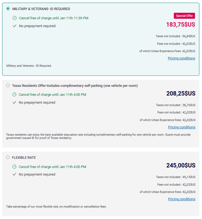Accor military rate results
