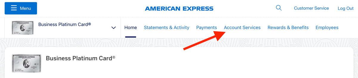Add authorized user Business Platinum home page
