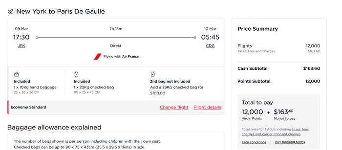 Air France Award Ticket on Virgin Atlantics Website Air France Award Ticket on Virgin Atlantics Website