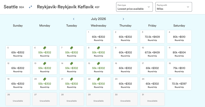 Alaska SEA KEF Points Flight Alaska SEA KEF Points Flight