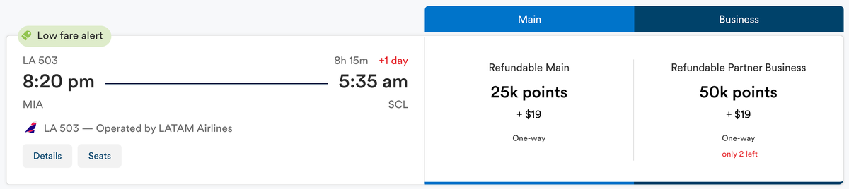 Alaska redemption LATAM business MIA SCL