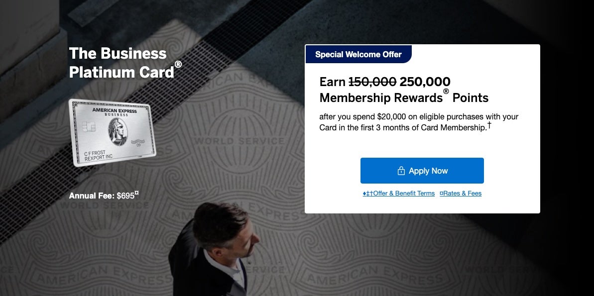 Amex Business Platinum Card 250k Offer