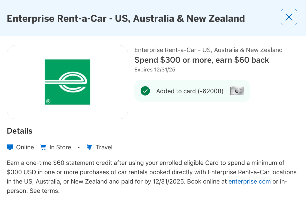 Amex Offer Enterprise September 2025