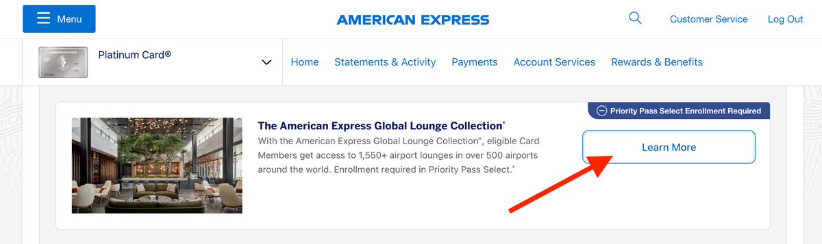 Amex Platinum Lounge Access Learn More