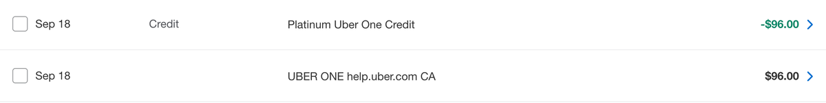Amex Platinum Uber One statement credit