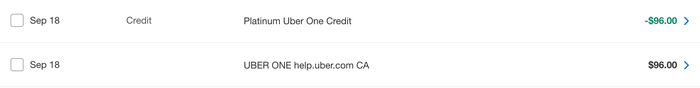 Amex Platinum Uber One statement credit Amex Platinum Uber One statement credit