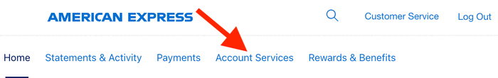 Amex account services option Amex account services option