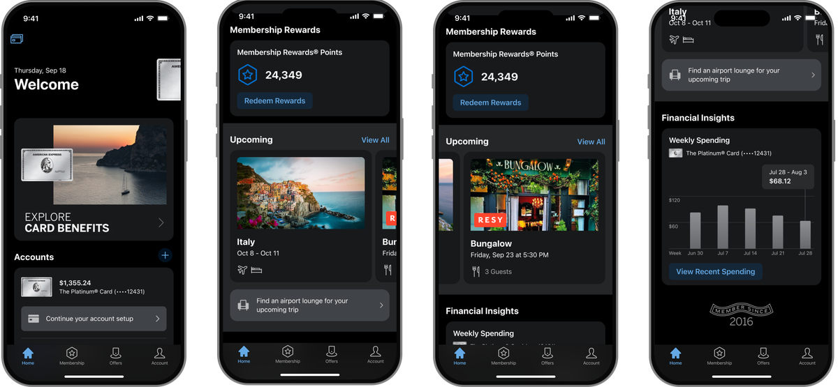 Amex mobile app home screen update