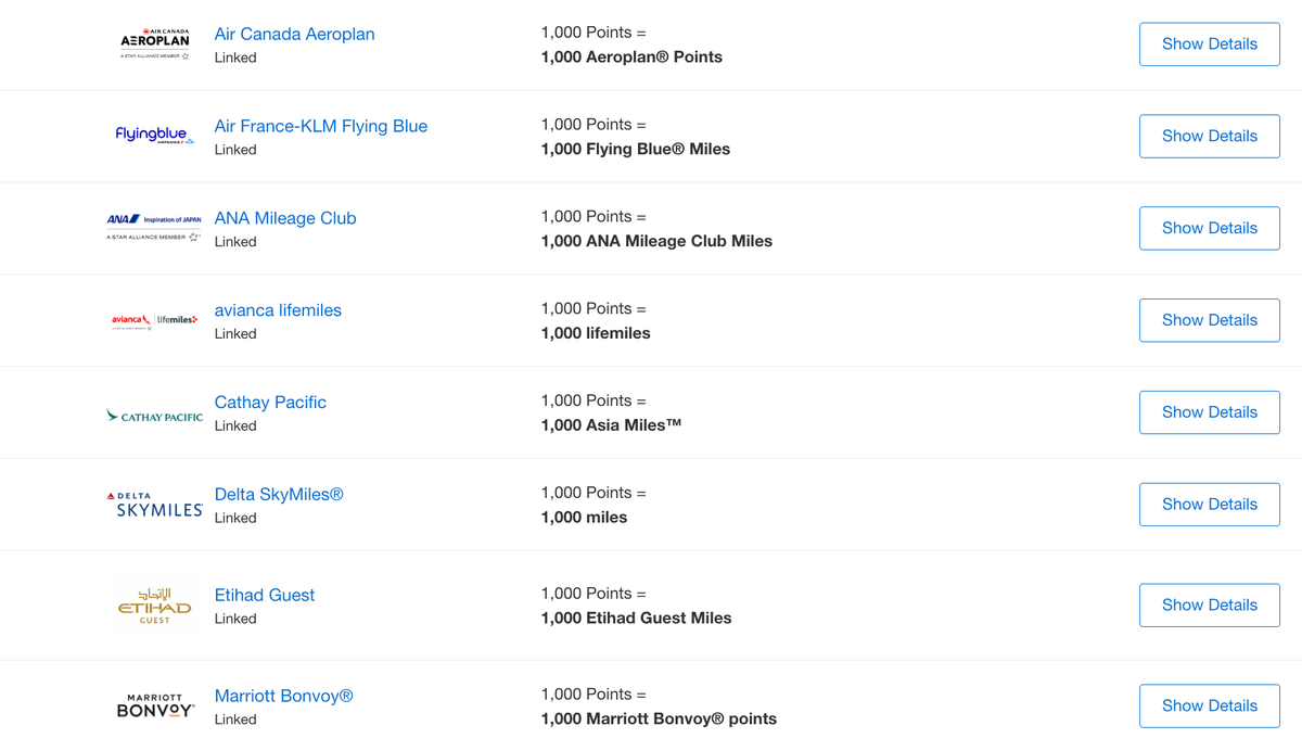 Amex transfer partners sample September 2025