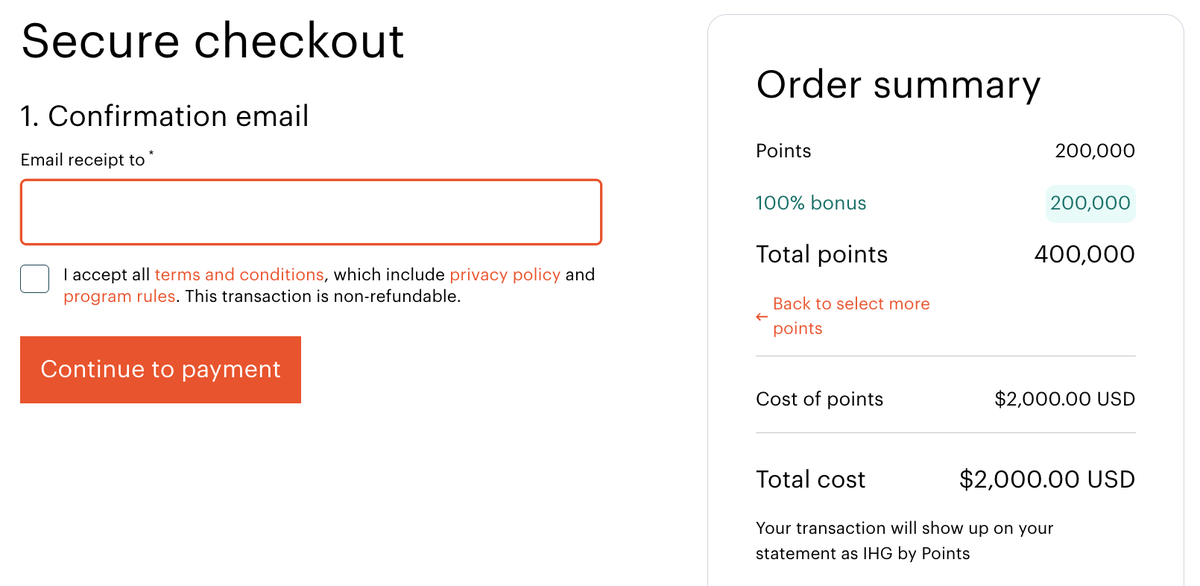 Buy IHG points September 2025