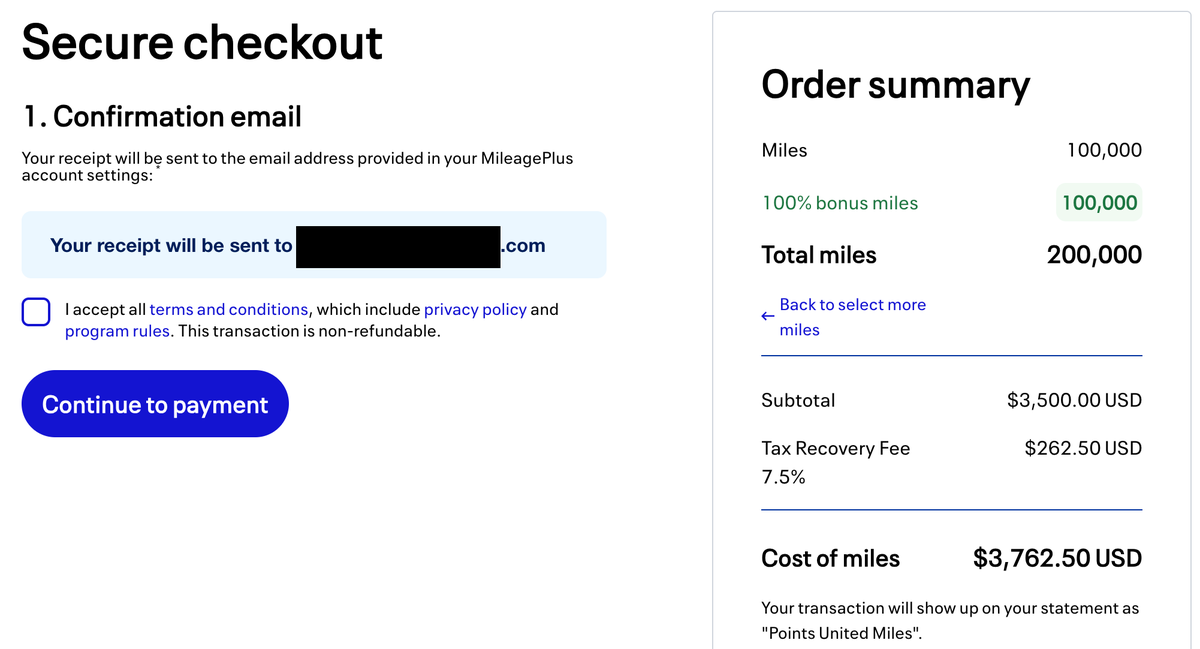 Buy United miles 100 bonus September 2025