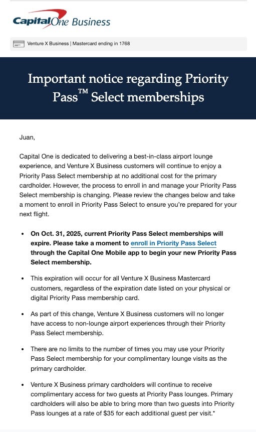 Capital One Venture X Business Email