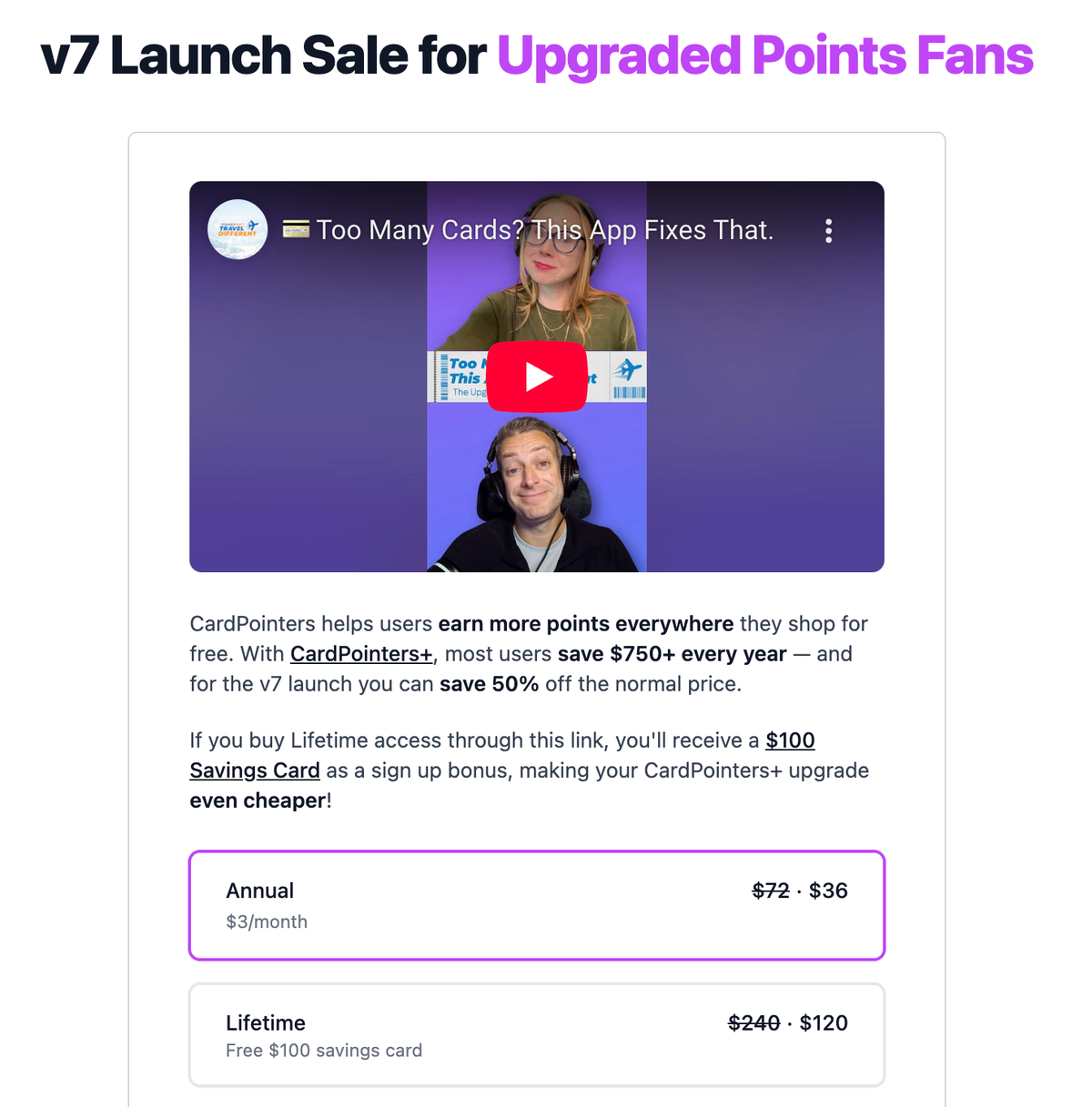 CardPointers V7 Launch Sale
