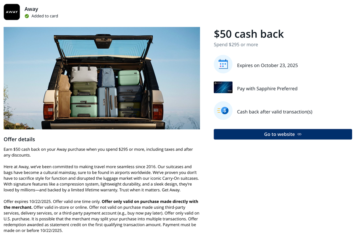 Chase Offer Away September 2025