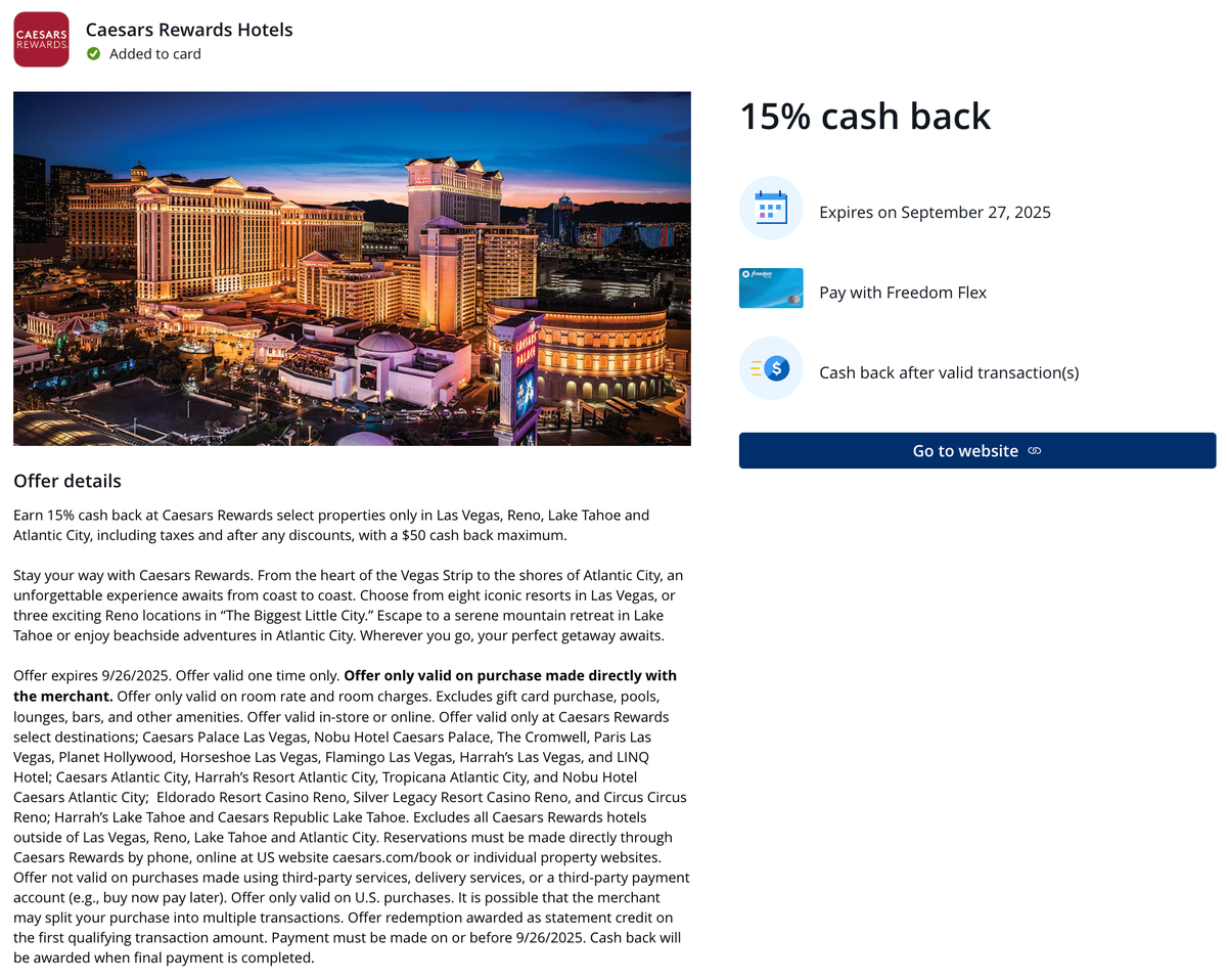 Chase Offer Caesars September 2025