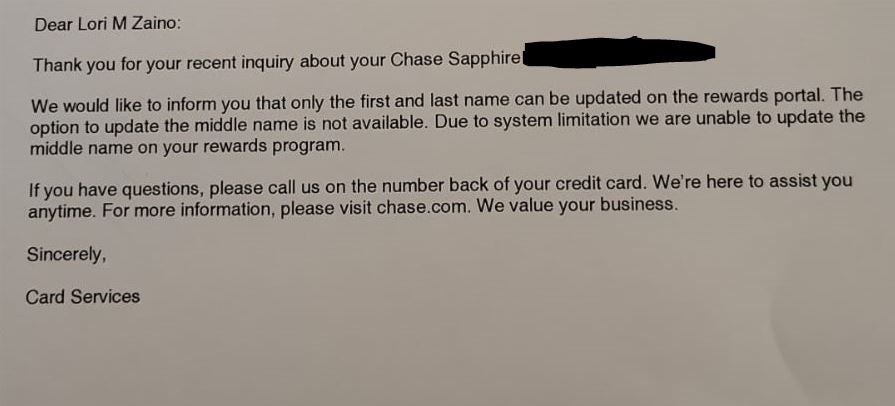 Chase letter Chase letter