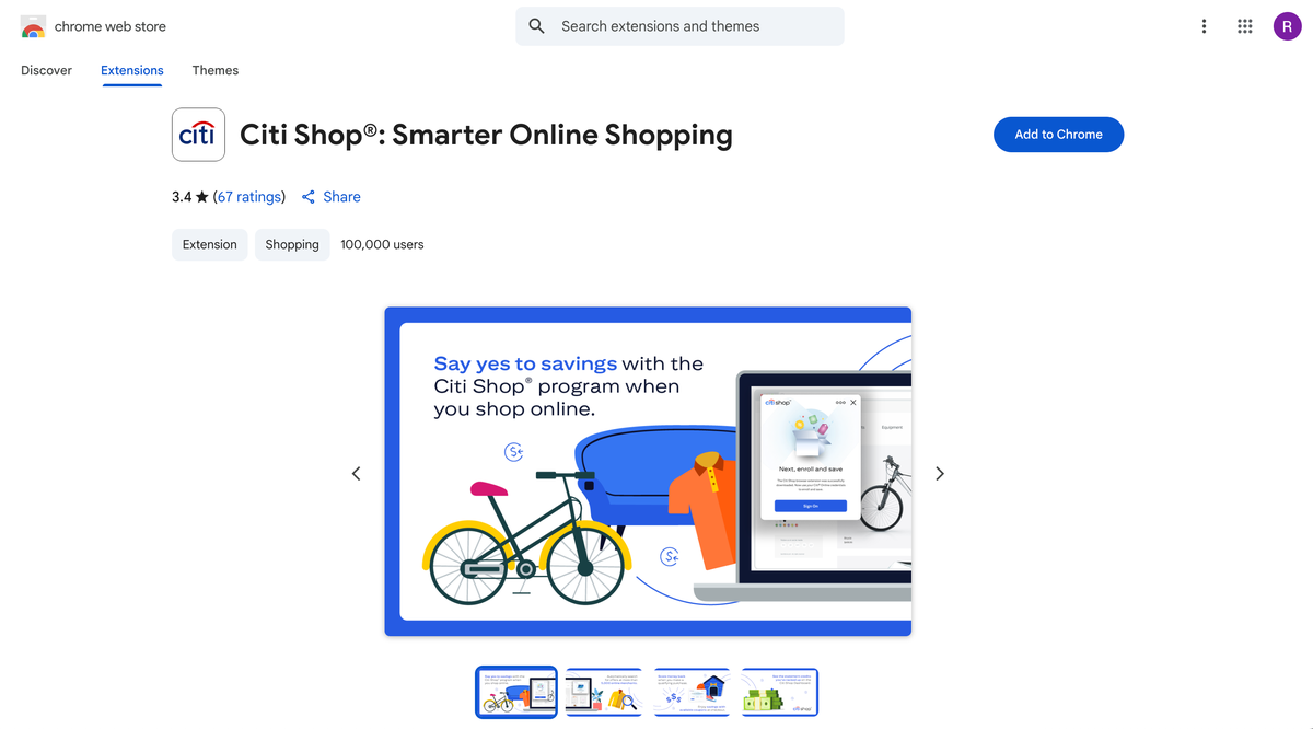 Citi Shop add browser extension