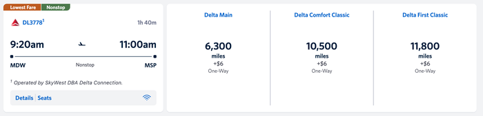 Delta Award Ticket From MDW to MSP Delta Award Ticket From MDW to MSP