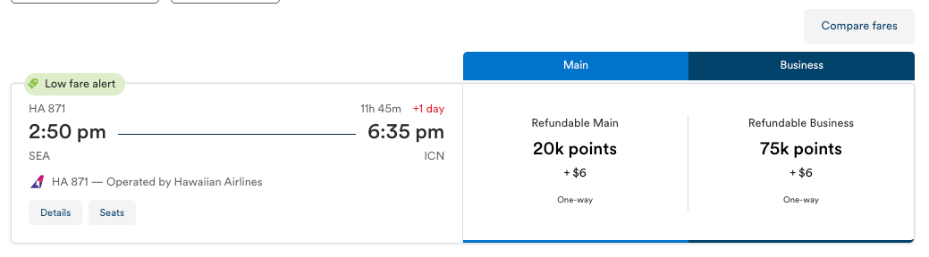 Discounted Alaska Airlines Award Tickets Between Seattle and Seoul