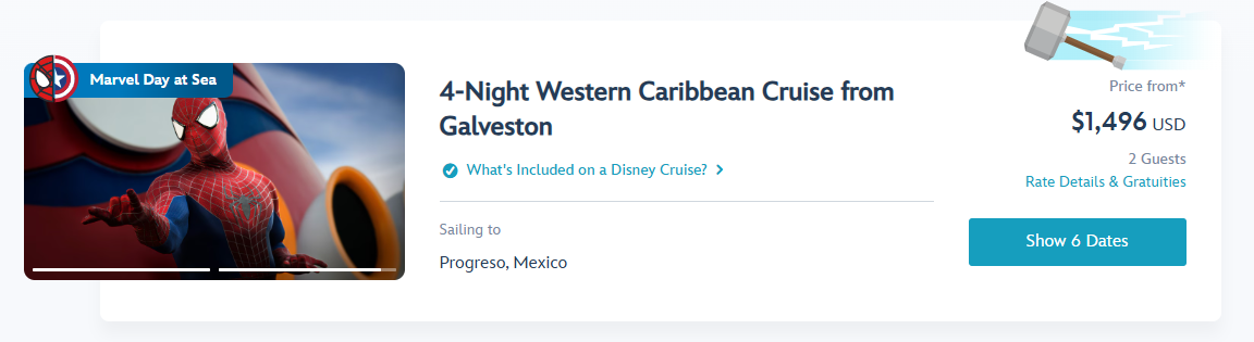 Disney Cruise Marvel Day at Sea pricing regular