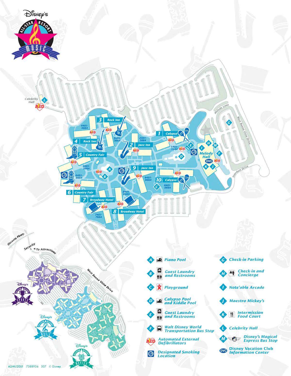 Disneys All Star Music Map