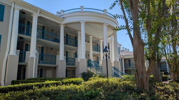 Disney’s Port Orleans Resort Riverside Oak Manor building stairs entrance Disney's Port Orleans Resort Riverside Oak Manor building stairs entrance