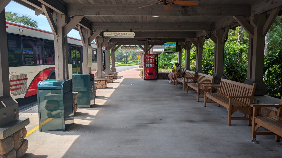Disney's Port Orleans Resort Riverside amenities bus transportation waiting area