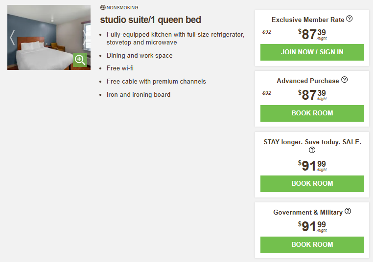 Extended Stay America military discount results