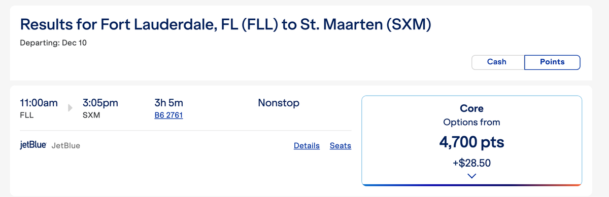 FLL SXM JetBlue Points