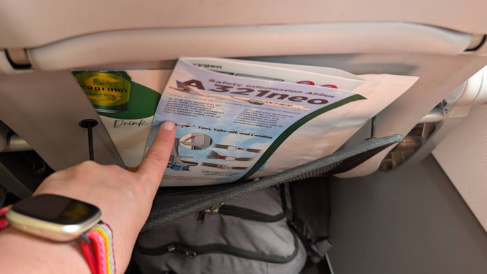 Frontier Airlines A321neo UpFront Plus seatback pocket