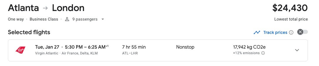 Image Credit: Google Flights
