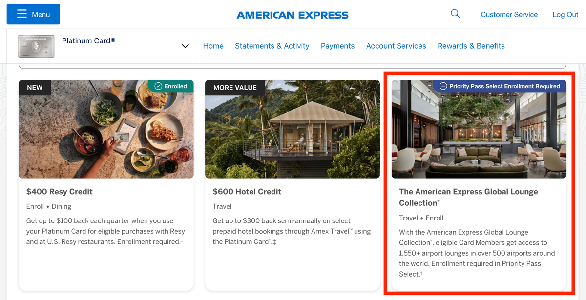 How to enroll in an Amex Platinum benefit
