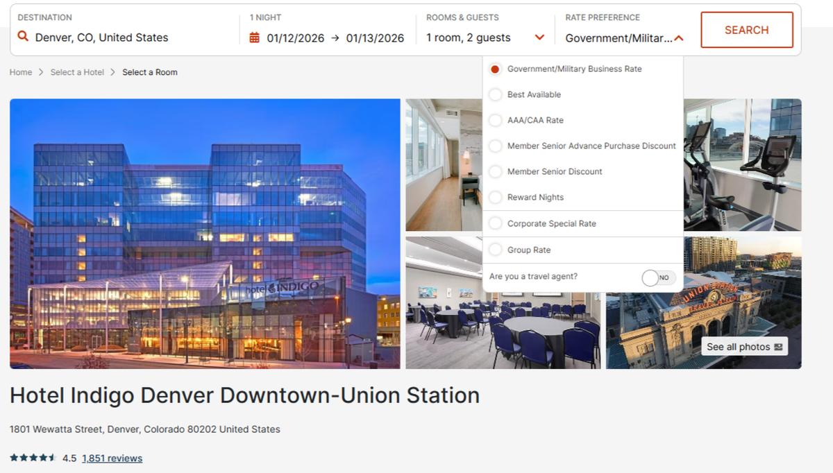 IHG military rate search