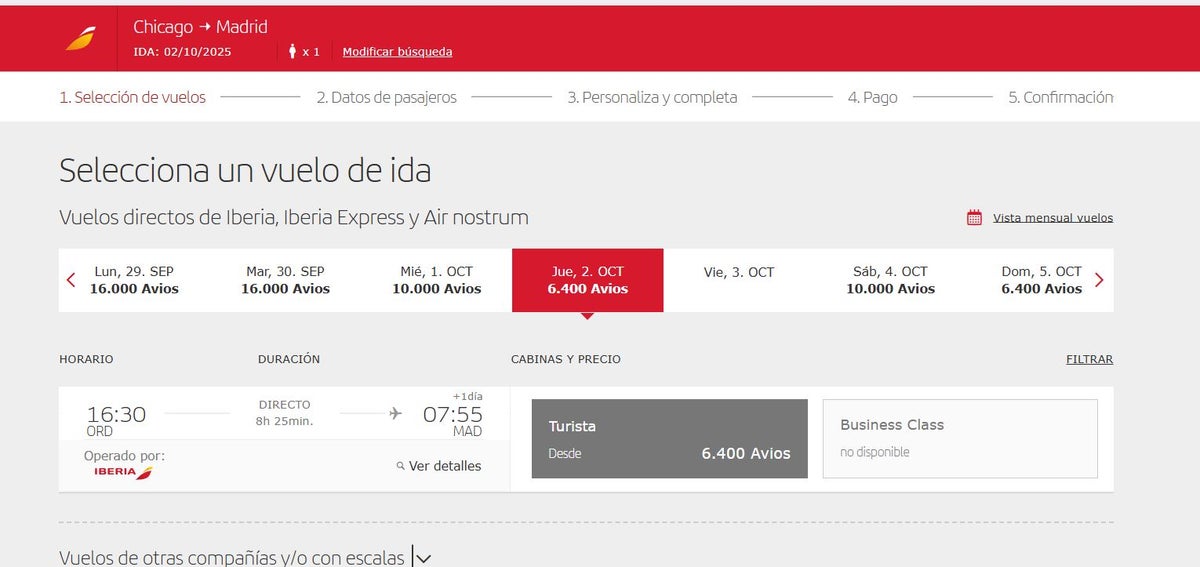 Iberira Avios ORD to MAD