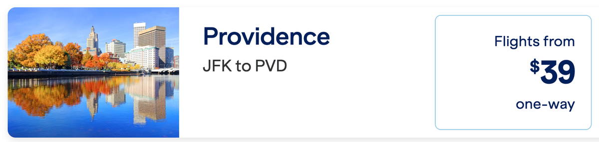 JetBlue 39 sale fare JFK PVD