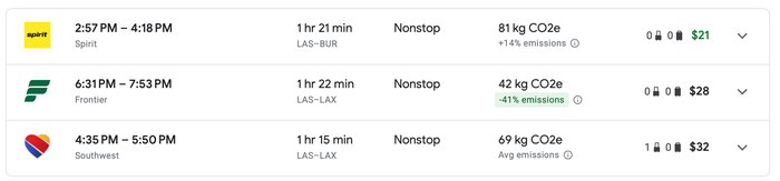 Las Vegas to Los Angeles Flights on Google Flights
