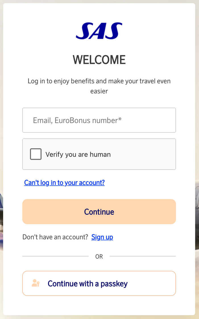 Log In Join SAS EuroBonus page Log In Join SAS EuroBonus page