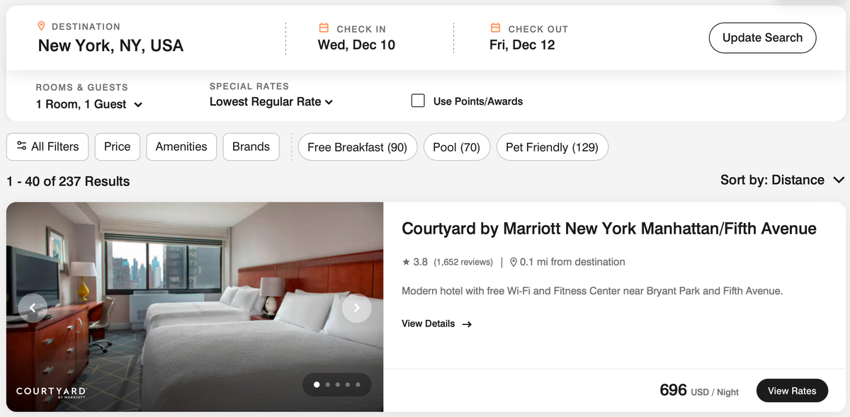 Marriott search results