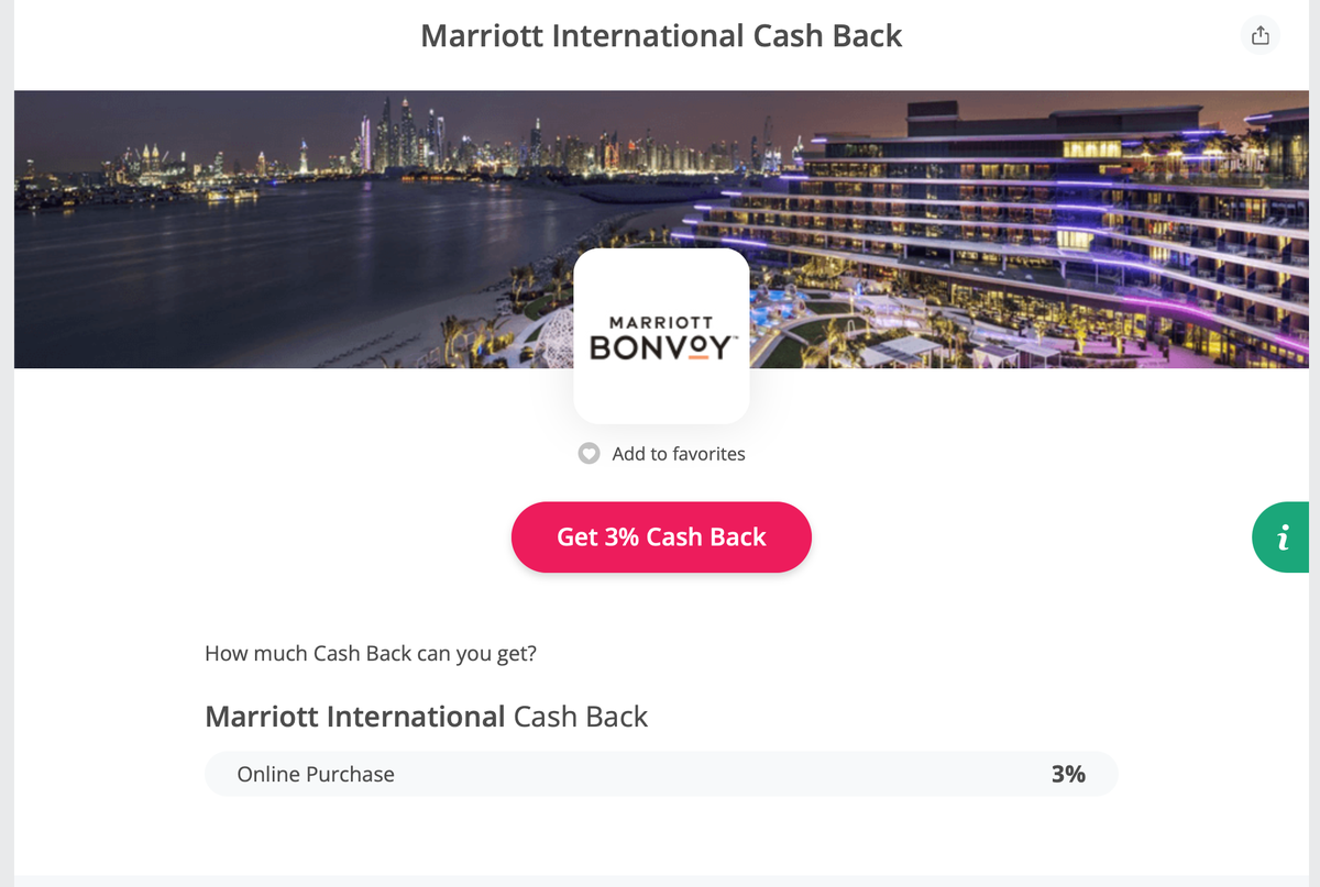 Marriotts Page on TopCashBack