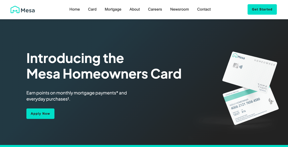 Mesa Homeowners Card home page