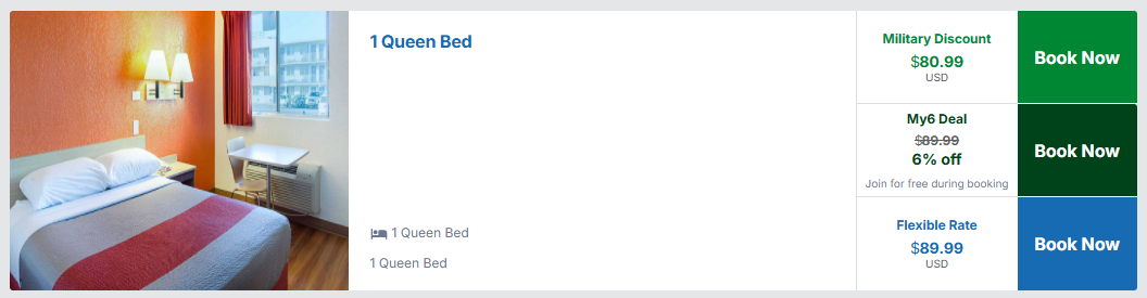Motel 6 military rate discount