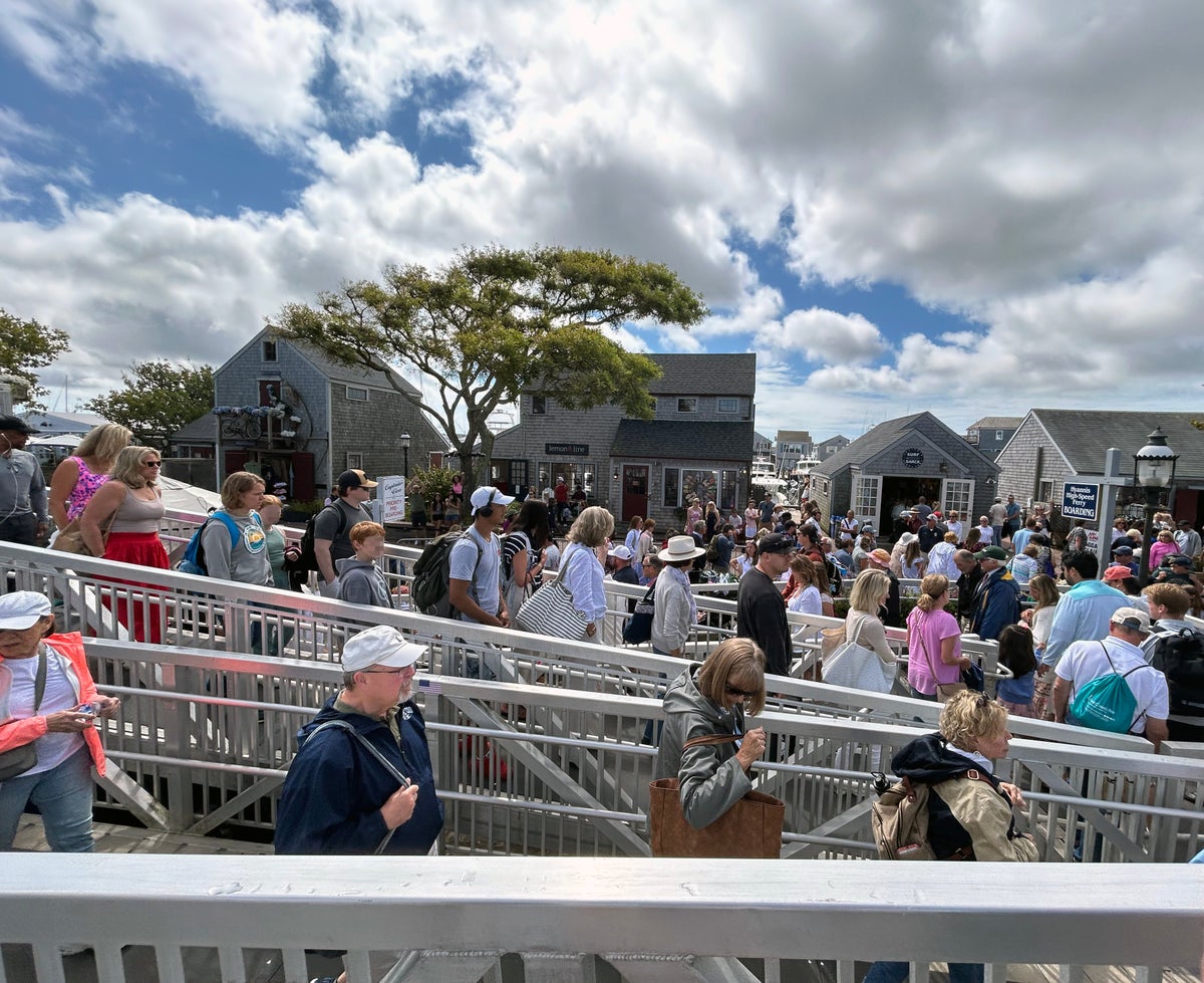 Nantucket ferry arrival crowd