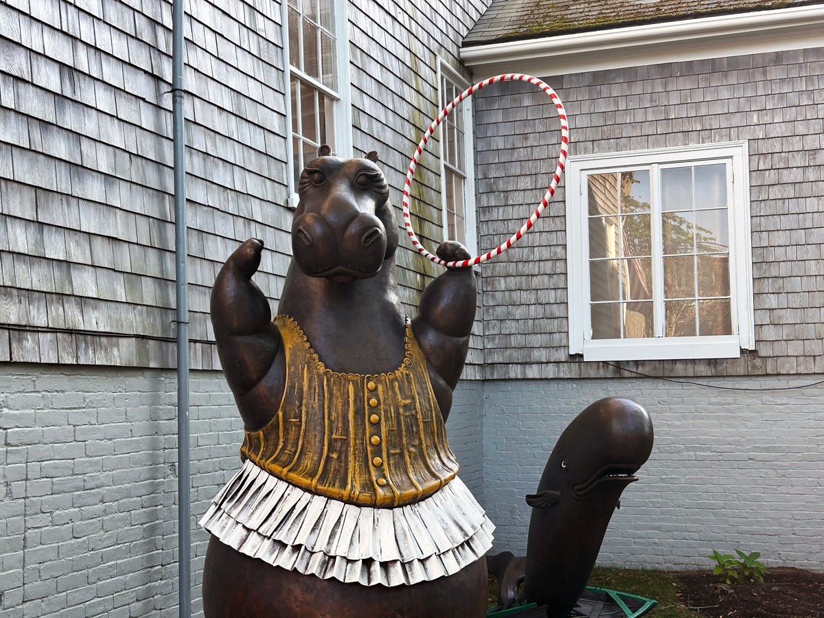 Nantucket hippo ballerina statue