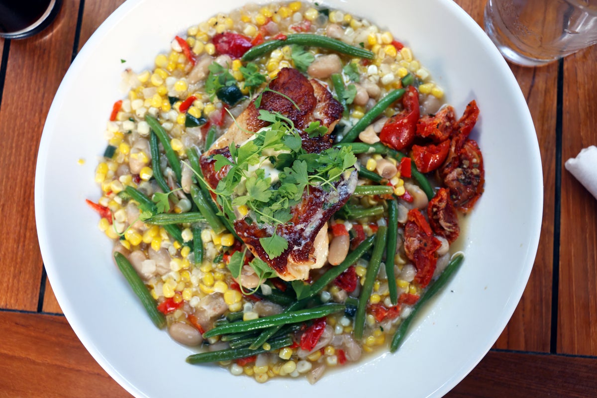 Nanutcket Brotherhood of Thieves Pocomo pan roasted fluke succotash overhead