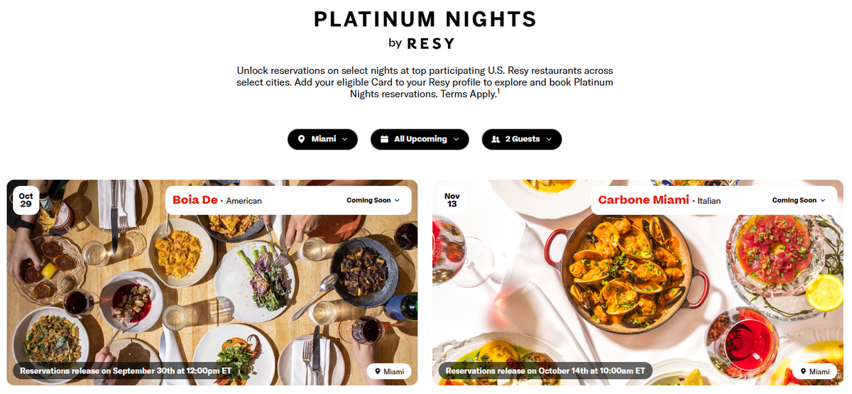 Platinum Nights by Resy website