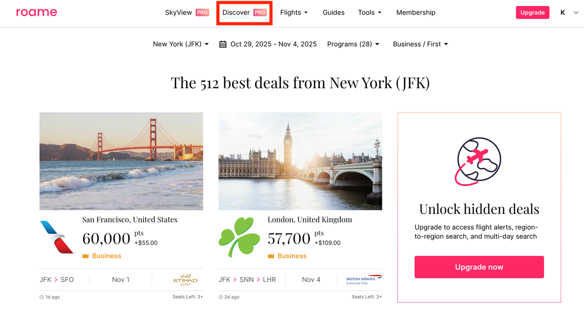 Roame Travel Discover feature