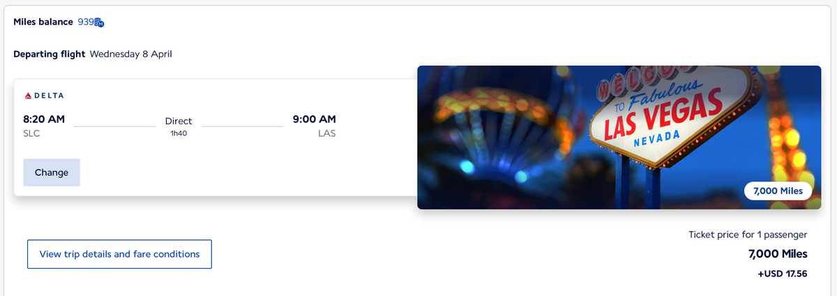 Salt Lake City to Las Vegas Flying Blue award ticket