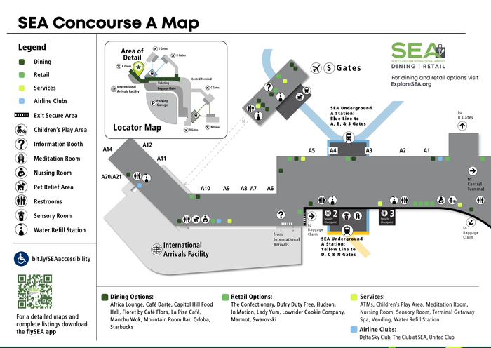 Seattle-Tacoma International Airport Concourse A Sea Tac Concourse A map 2025